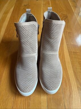 CCOCCI Perforated Slip-On Ankle Booties - Tan